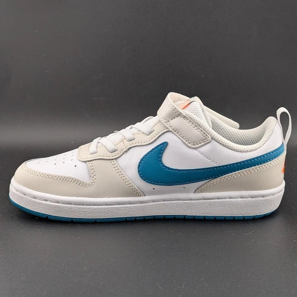 Nike Court Borough Low 2 (PSV) Size 3Y White/Turquoise/Orange Sneaker Shoes SoleComfort.shoes