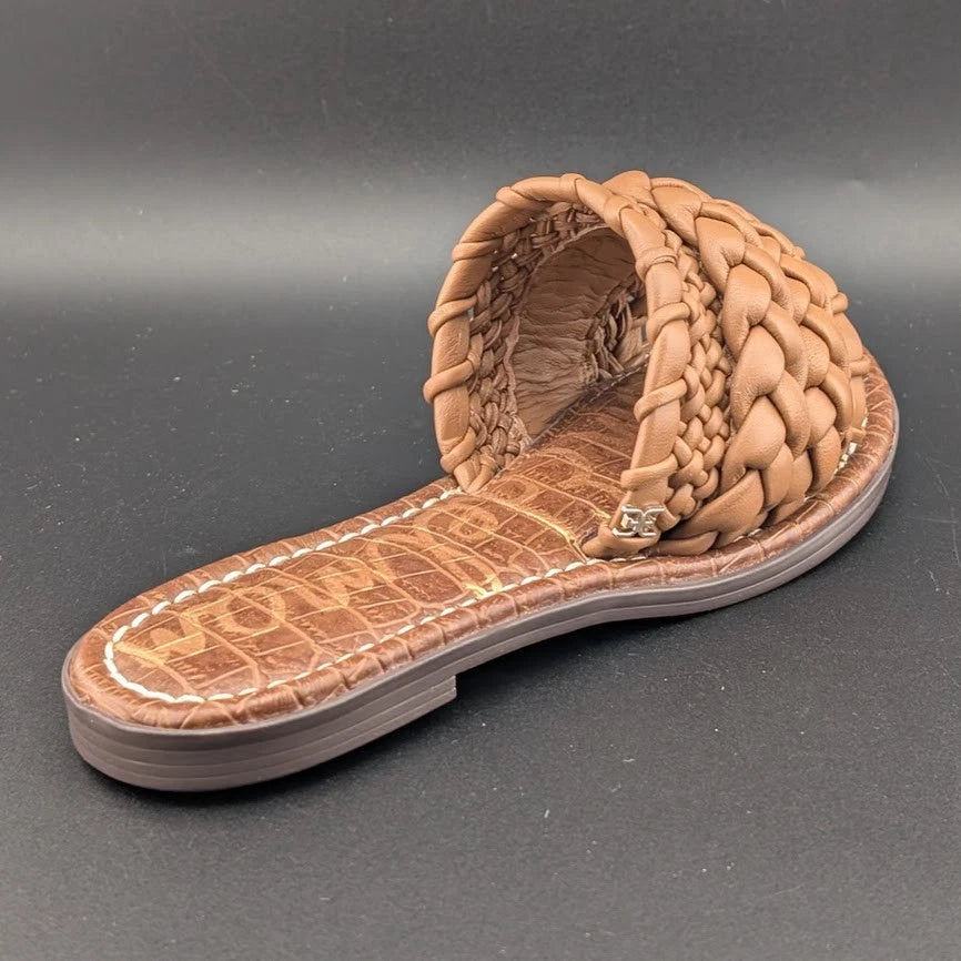 Sam Edelman Giada Flat Sandals Open Toe Women's Leather Light Cuoio Brown Size US5 EU35 SoleComfort.shoes