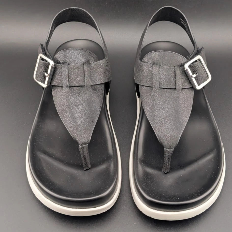 Urban Sport by J/Slides Freya Wos Size 6.5 Sporty Sandals Footbed Black Metallic SoleComfort.shoes