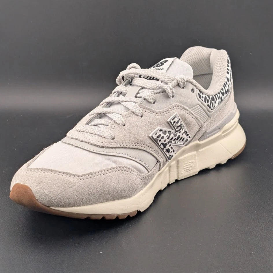 Women's Sz 8.5 New Balance 997H Sneaker Gray/White Leather/Textile Leopard Print SoleComfort.shoes