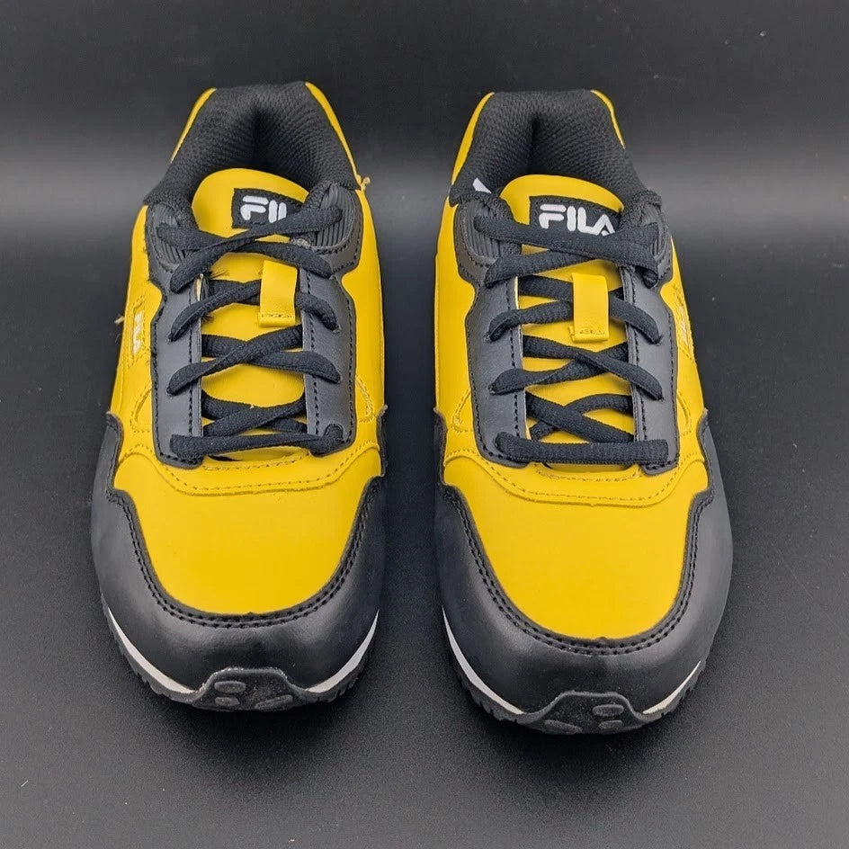 Size 2 FILA Kids Unisex Cress Color Block Sneakers Lemon/White/Black Fila