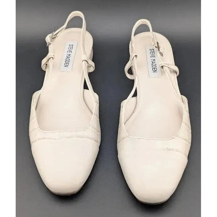 Pre-owned Steve Madden Size 7.5 Womens Belinda Toe Cap Flat Dressy Slingbacks Shoes - SoleComfort.shoes