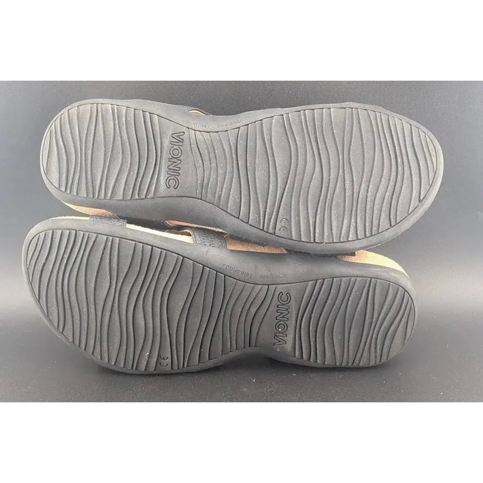 Vionic sandals Vionic Women's Size 10W Amber Pearl Black Woven Faux Leather Slide Sandals Vionic