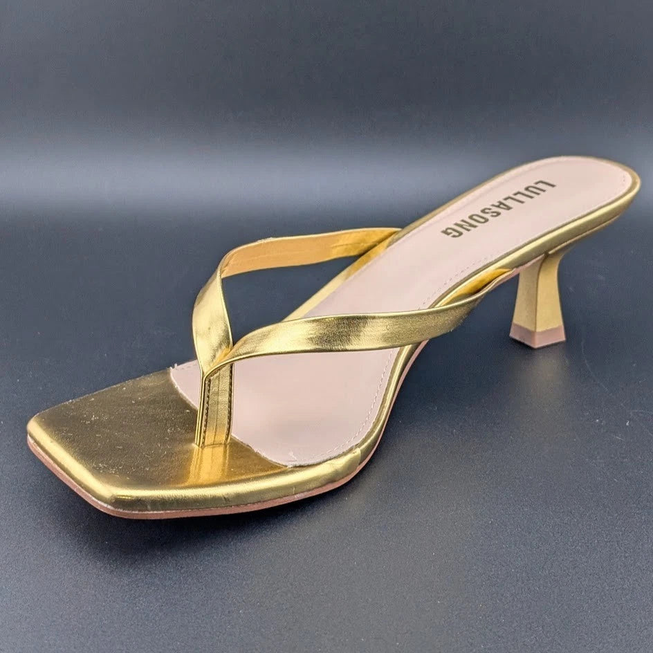 Women Flip Flop Low Kitten Heel Sandals Square Open Toe Thong Sandals Generic