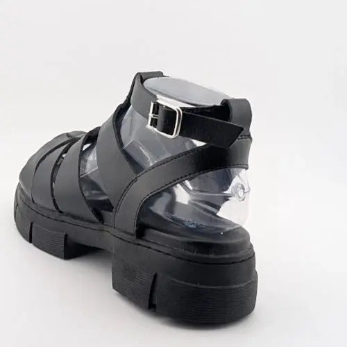 Women's Size 8 Aqua College Waterproof Fisherman Sandal Black PU Leather Aqua College