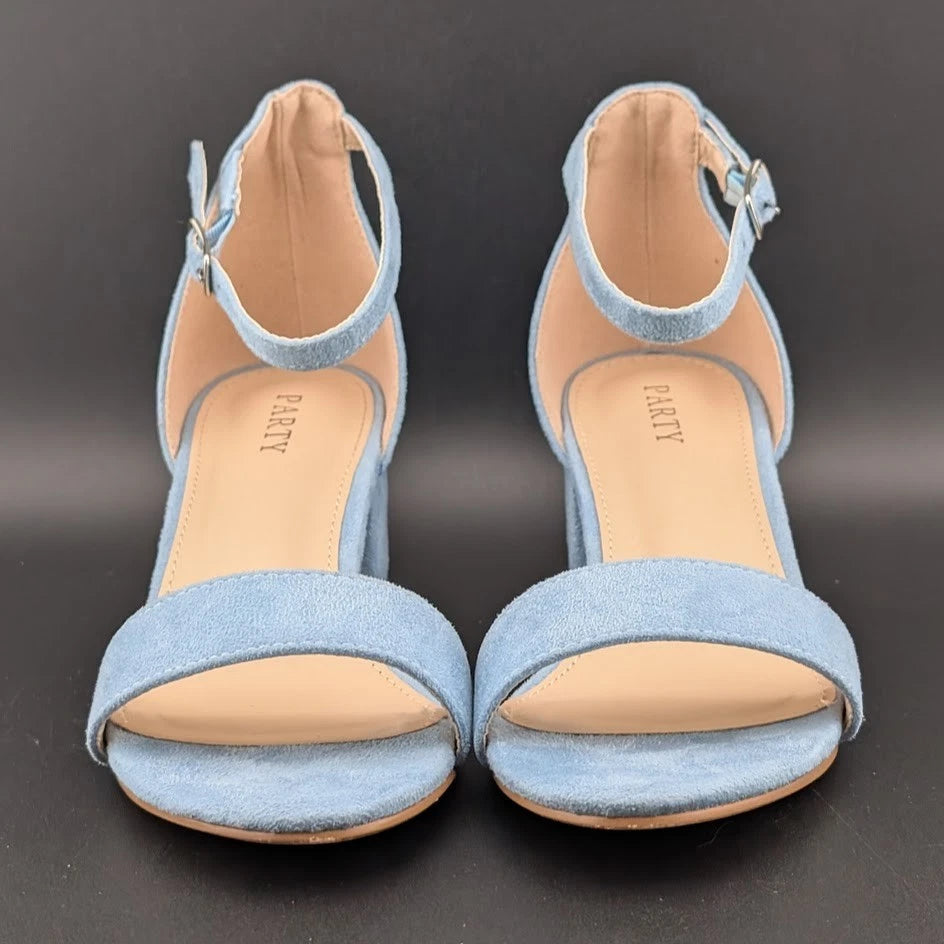 Party Womens Size 5.5 Vianna Light Blue Suede 2" Mid-Heels Wedding Pageant Dance SoleComfort.shoes