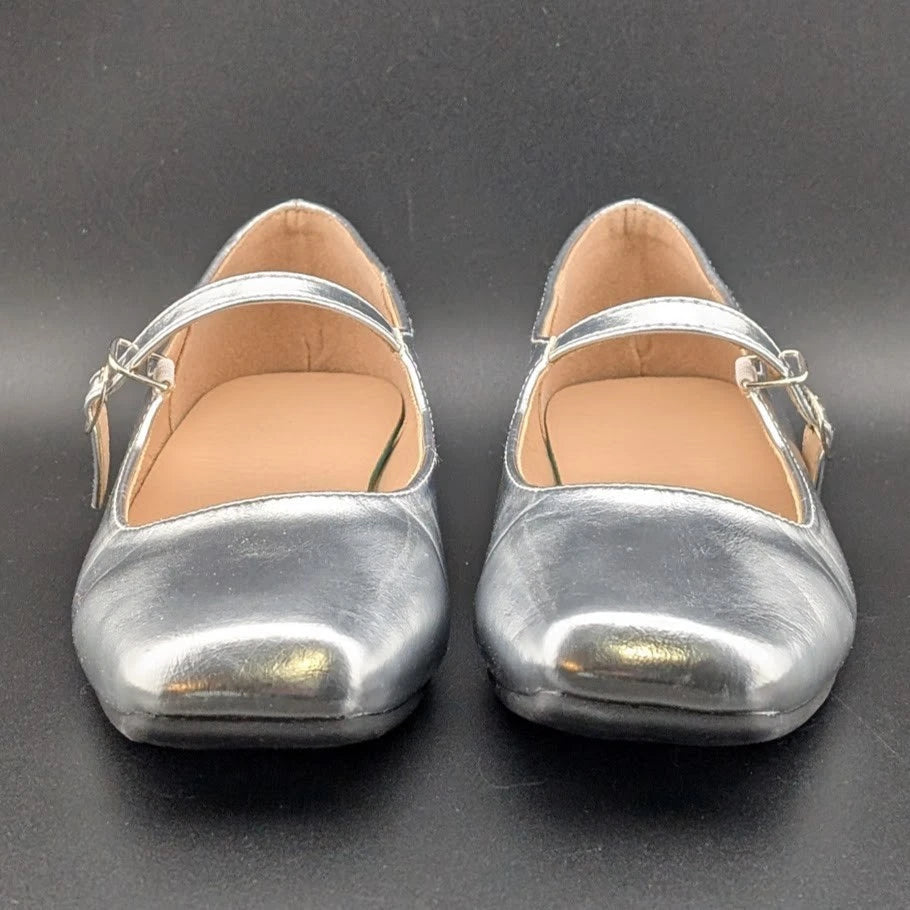 Women's Sz 6 Mary Jane Ballet Flat Heel Ankle Strap Square Toe Pumps Sweet Shoes SoleComfort.shoes