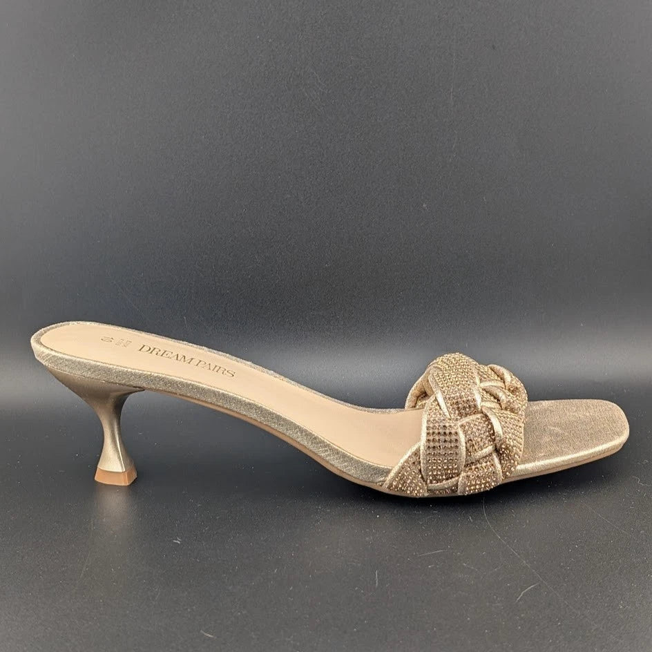 Women Size 10 Low Kitten Heel Sandals Square Toe Comfort Party Dress Shoes SoleComfort.shoes