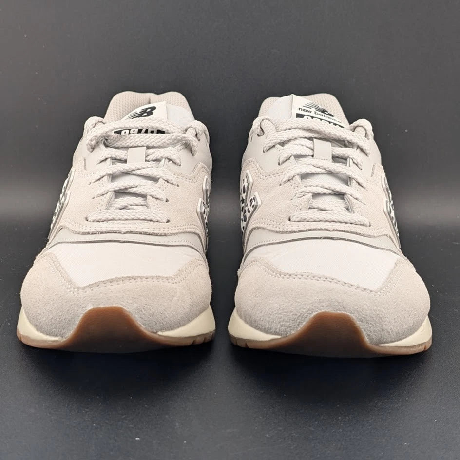 Women's Sz 8.5 New Balance 997H Sneaker Gray/White Leather/Textile Leopard Print SoleComfort.shoes