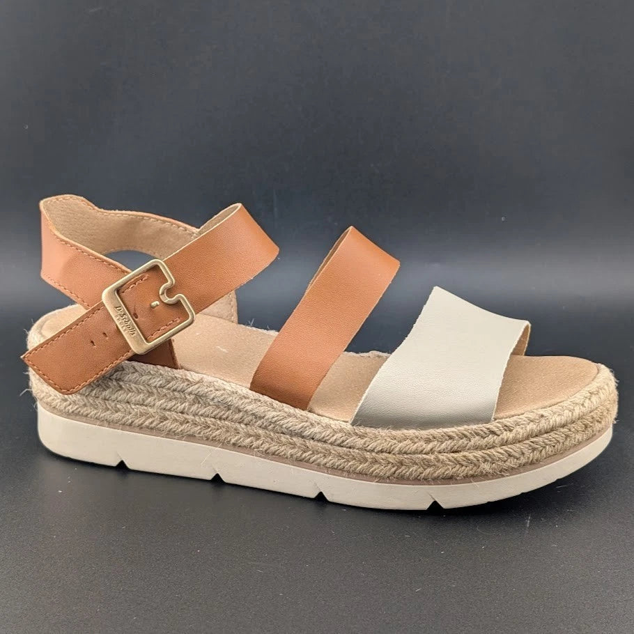 Dr. Scholl's Women Size 7 Once Twice Espadrille Wedge Sandal Tan Platform Shoe SoleComfort.shoes
