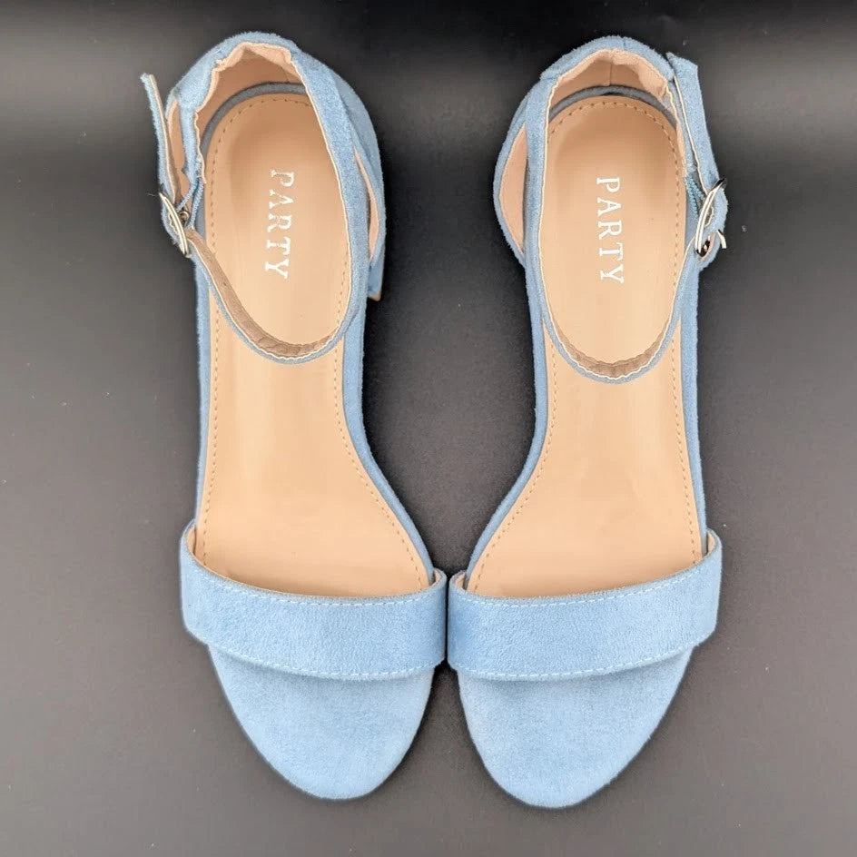 Party Womens Size 5.5 Vianna Light Blue Suede 2" Mid-Heels Wedding Pageant Dance SoleComfort.shoes