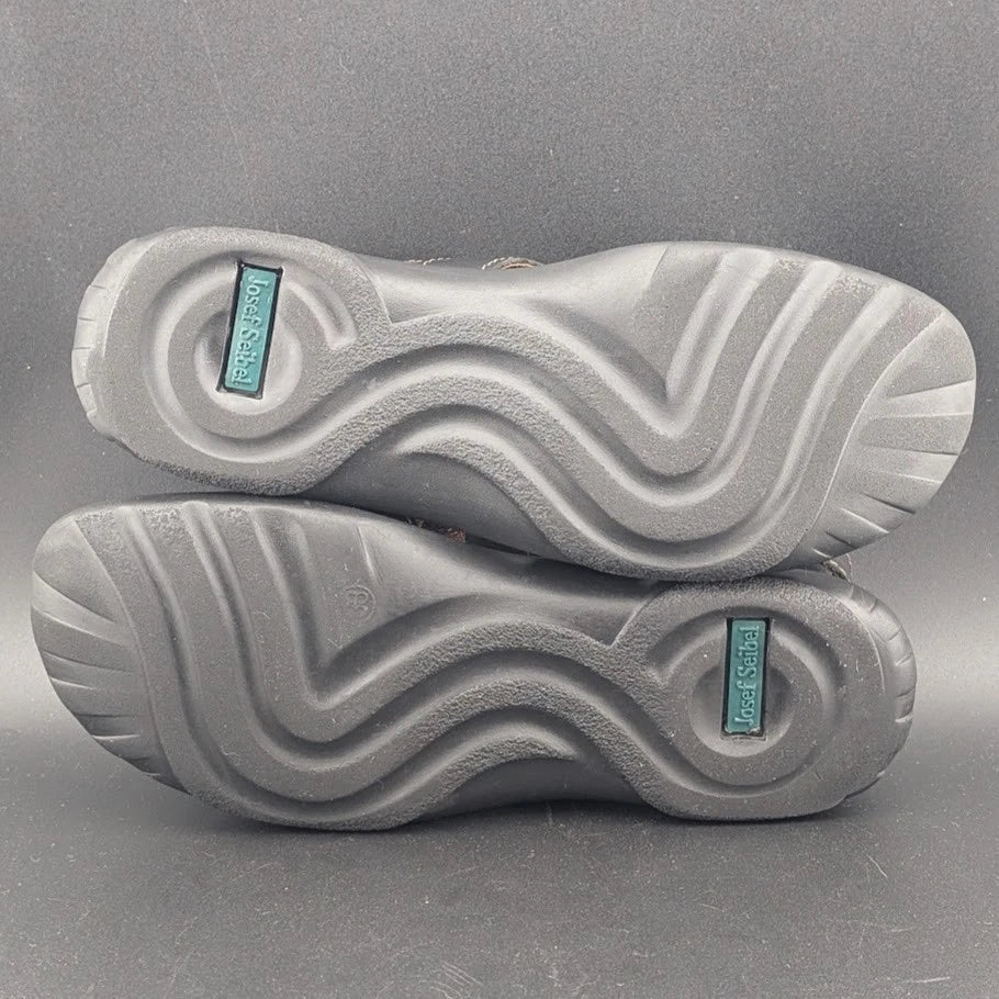 Josef Seibel Sandals Womens 38 Debra Slingback Strappy Black Leather Open Casual Josef Seibel