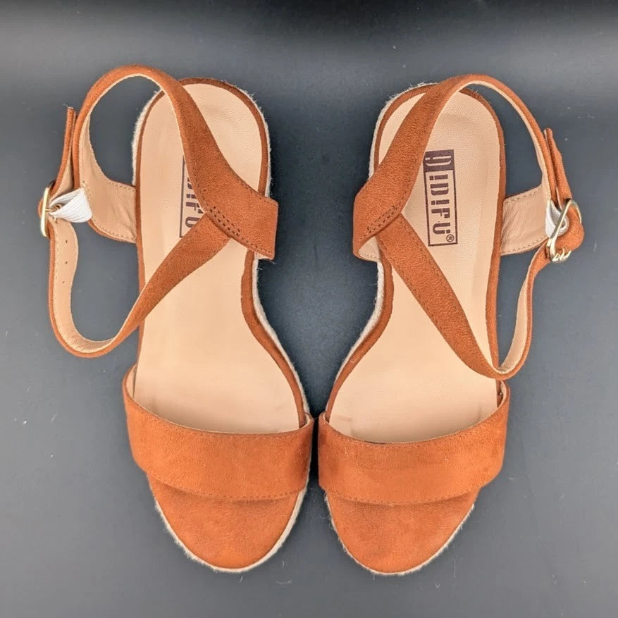 IDIFU Womens Size 5 Espadrille Wedge Sandals Ankle Strap w/ Buckle Closed Toe SoleComfort.shoes