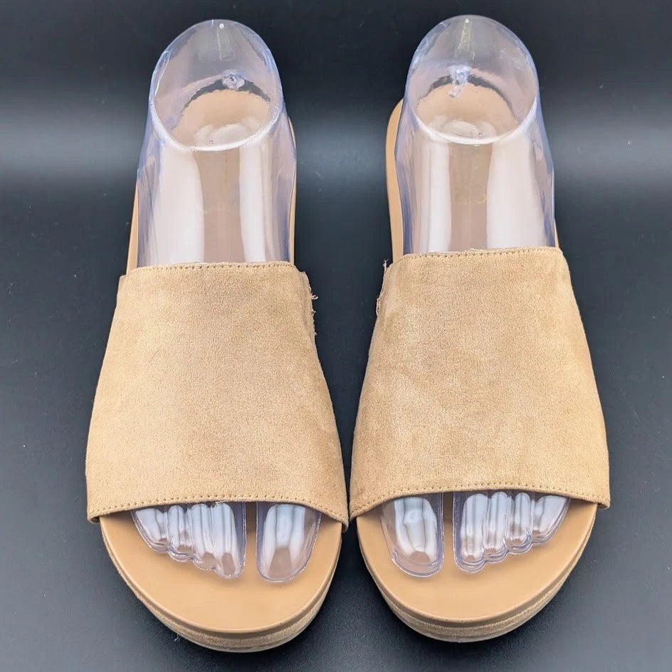 Carlos Santana Delphina Khaki Faux Suede Mules Size 8.5 Excellent Pre-own SoleComfort.shoes