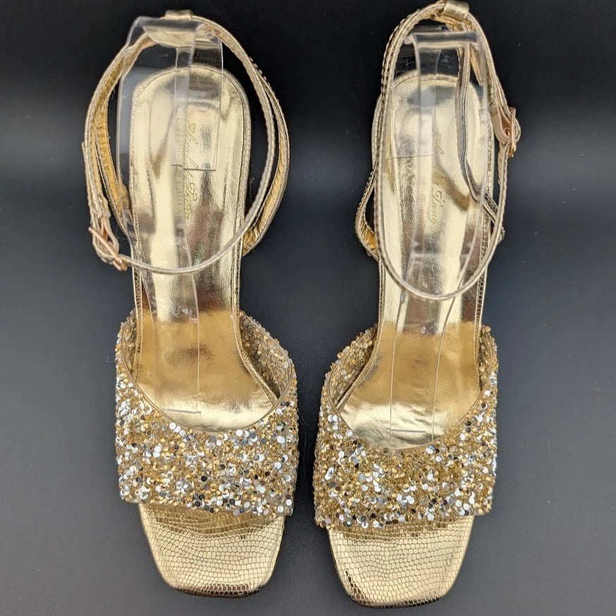 Elisabet Tang Size 9.5 Chunky Block Platform 5-in Heel Sandal w/ Open Square Toe SoleComfort.shoes