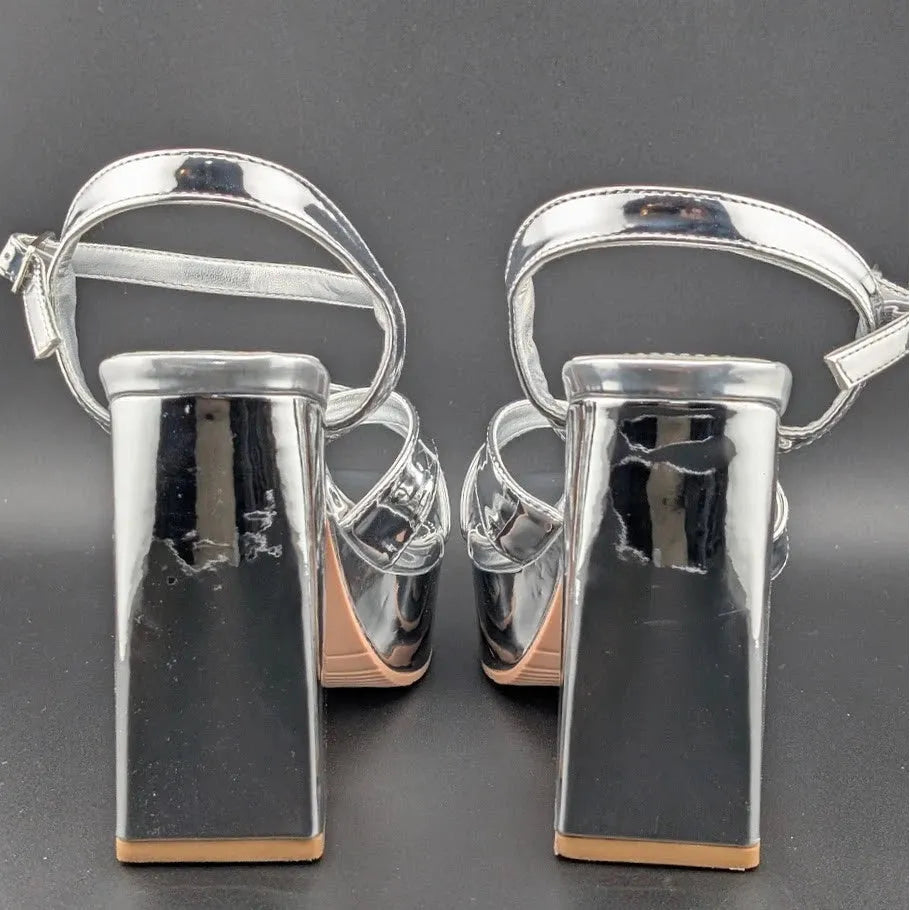 NEW Women's 5-in Platform Cross Strap Sandal Size 8.5 Chunky Heel Open SquareToe SoleComfort.shoes