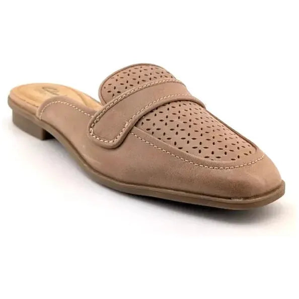 Clarks Collection Size 6 Wide Perforated Leather Mules Lyrical Rose Warm Beige Clarks