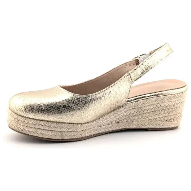 Womens Gold Closed-Toe Espadrilles | Slingback Wedge Platform Sandals EU 37 US 6 Unbranded