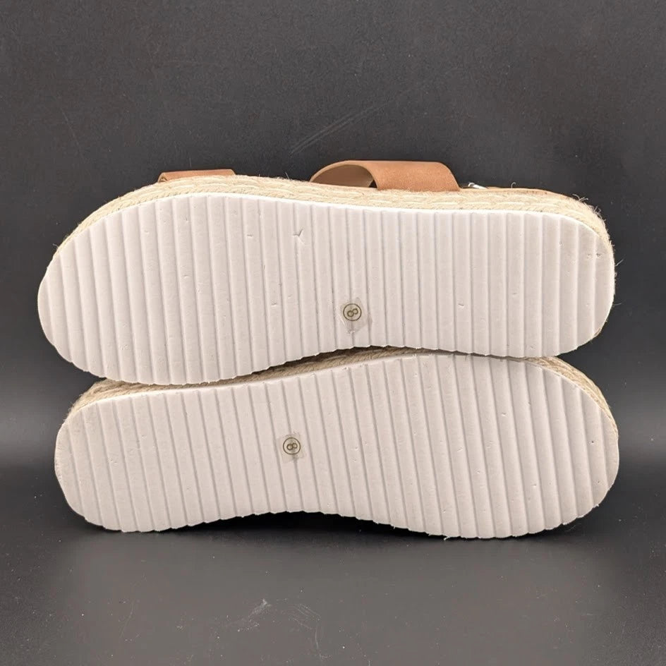 Women's Size 8 Platform Espadrille Buckle Open Toe Wedge Sandal w/ Ankle Strap SoleComfort.shoes