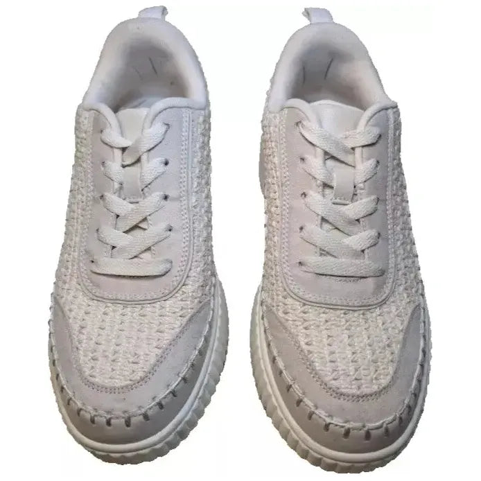 Pre-Owned DREAMPAIRS Size 8.5W Platform Sneakers Woman's Lace Up Creme Cushioned Shoes Dream Pairs