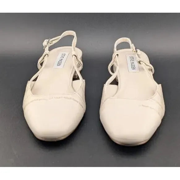 Pre-owned Steve Madden Size 7.5 Womens Belinda Toe Cap Flat Dressy Slingbacks Shoes - SoleComfort.shoes