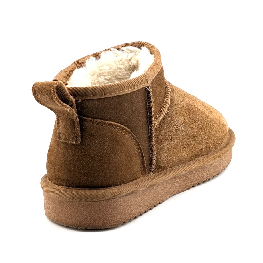 Women Size 6 Chestnut Faux Suede Booties w/ Faux Fur Lining Slip-on Boots SoleComfort.shoes