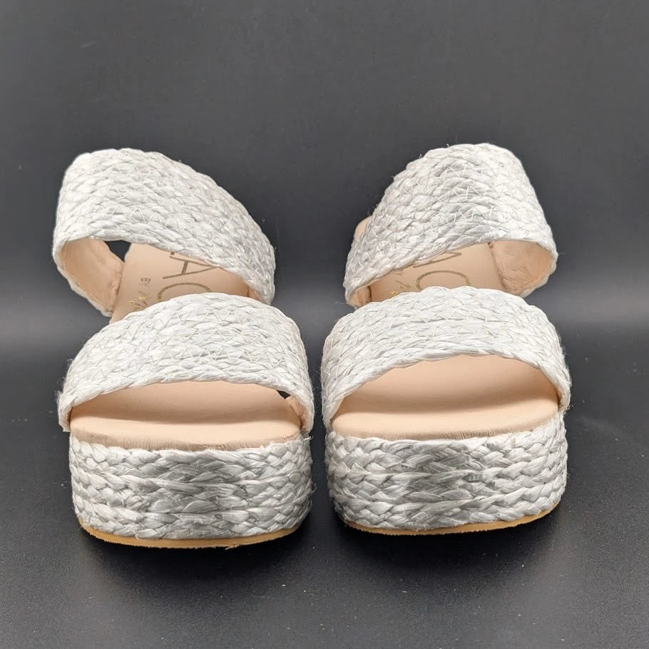 Womens Beach By Matisse Sz 9 Ocean Ave Platform Sandal Braided Raffia Block Heel Matisse