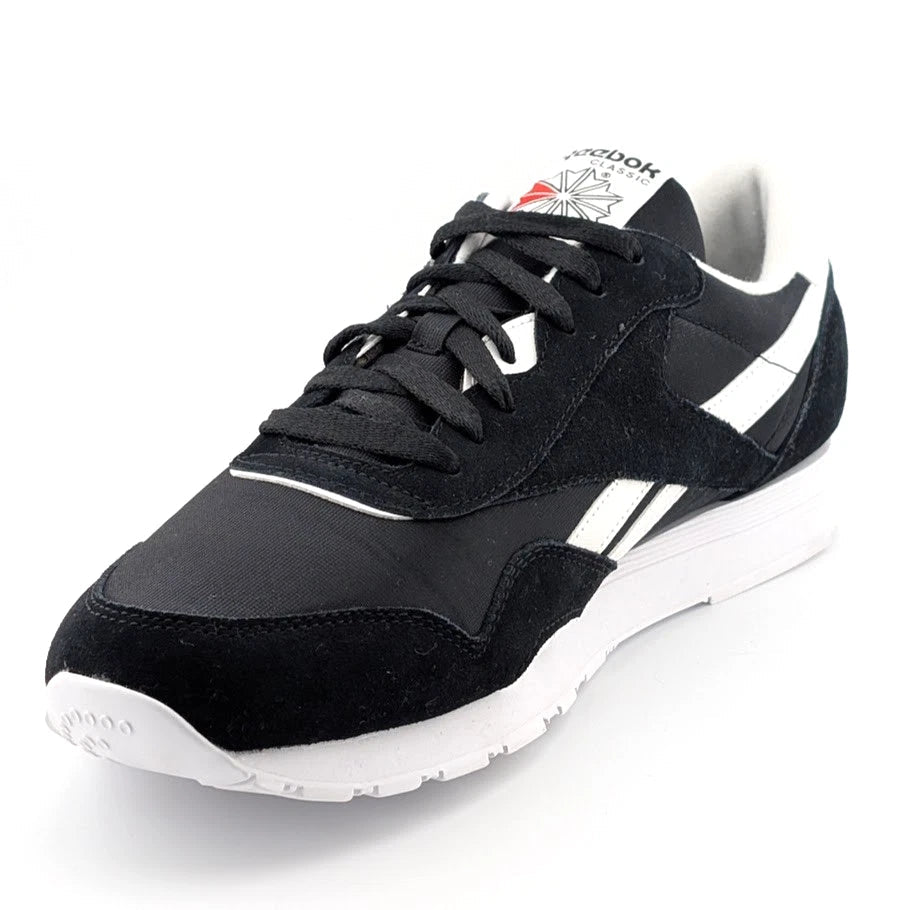 Reebok Mens Size 12 Classic Nylon Black/White Running Shoe FV1592 Reebok
