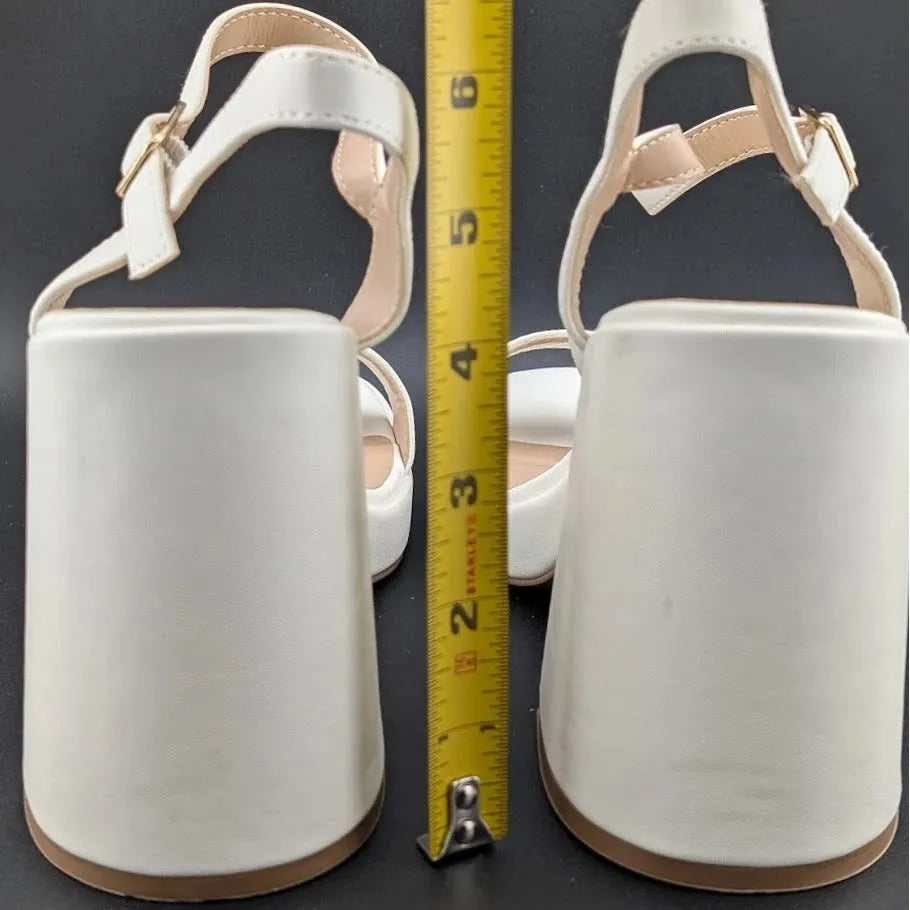 Women Sz 8.5 Block Chunky Platform High Heels Open Toe GISELLE Fashion Sandals SoleComfort.shoes