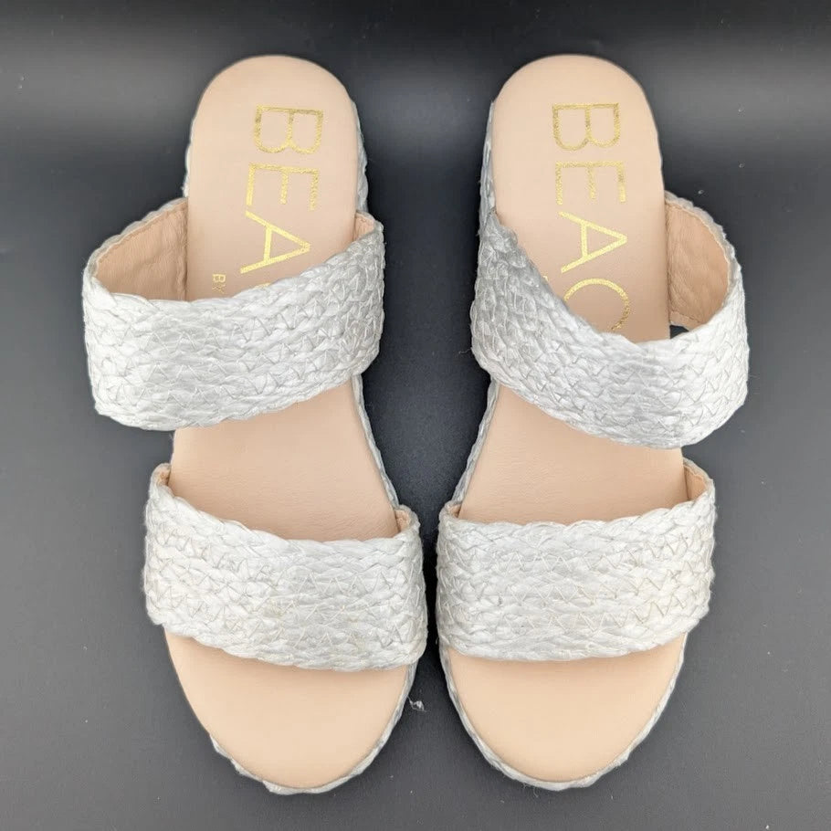 Womens Beach By Matisse Sz 9 Ocean Ave Platform Sandal Braided Raffia Block Heel Matisse