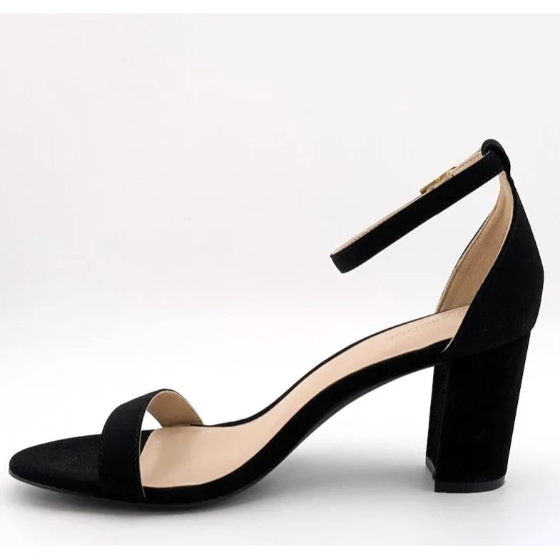 Women's Sz 9 Ankle Strap Heeled Sandals Open Round Toe Strappy Low Block Heels SoleComfort.shoes