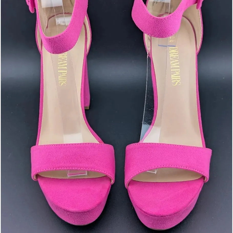 DREAM PAIRS Womens Sz 8 HI-LO Sexy High Heel Platform Pump Sandal Hot Pink SoleComfort.shoes