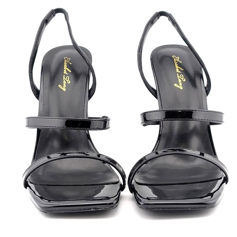 Women Sz 7 High Stiletto Heels Square Open Toe Sandal Ankle Strap Sexy Elis Tang SoleComfort.shoes