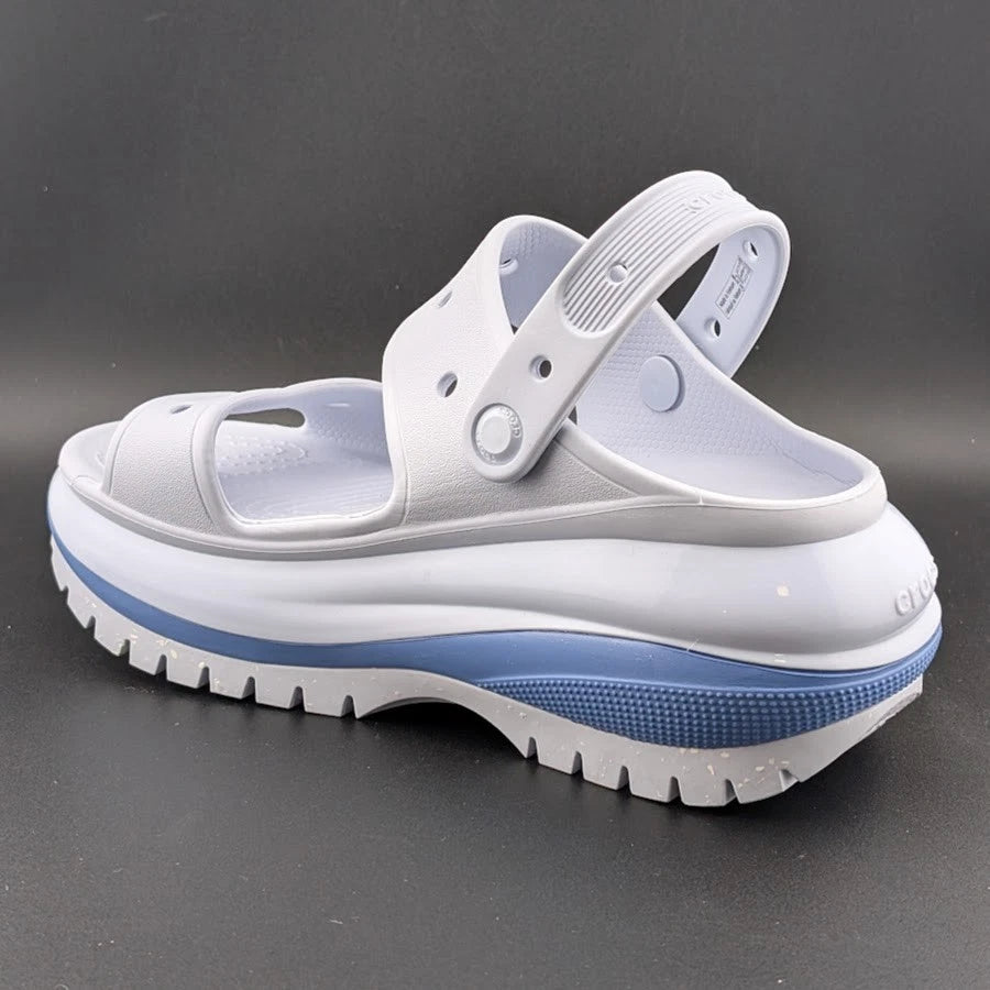 Crocs Size 7 (Wmn)/5 (Men)-Platform Mega Crush Sandals-White / Blue Chunky Comfort Crocs