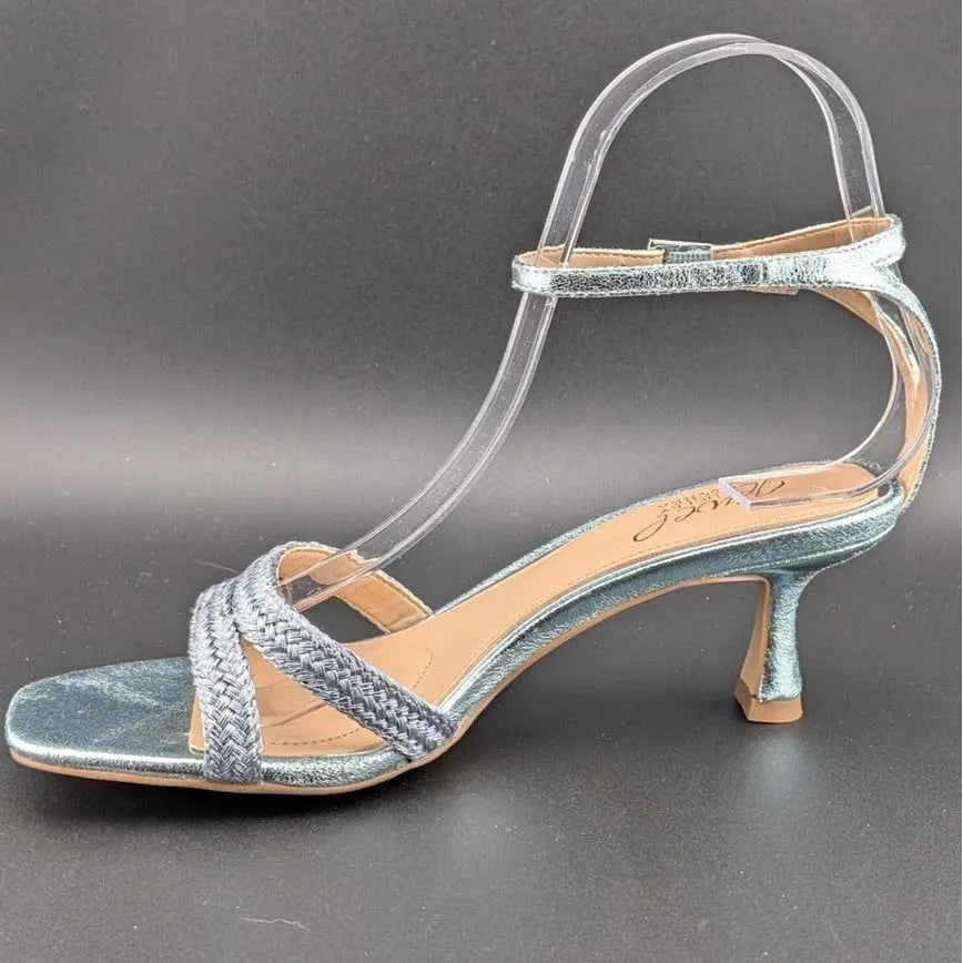 Jewel Badgley Mischka Size 6.5B Hayzel Metallic Kitten Heel Sandal NIB SoleComfort.shoes