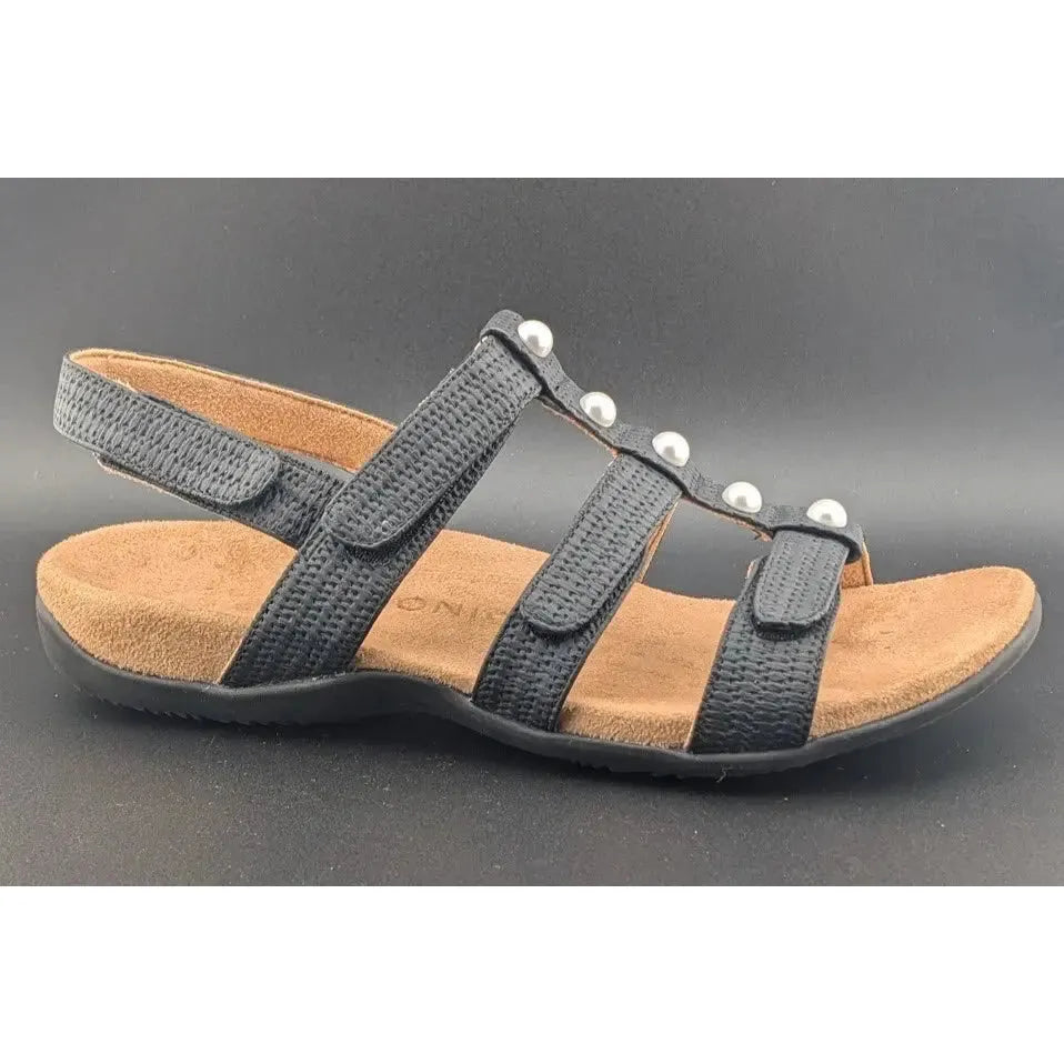 Vionic sandals Vionic Women's Size 10W Amber Pearl Black Woven Faux Leather Slide Sandals Vionic