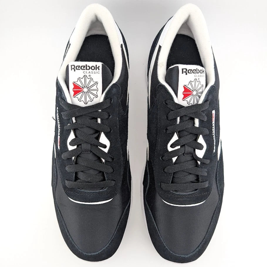 Reebok Mens Size 12 Classic Nylon Black/White Running Shoe FV1592 Reebok