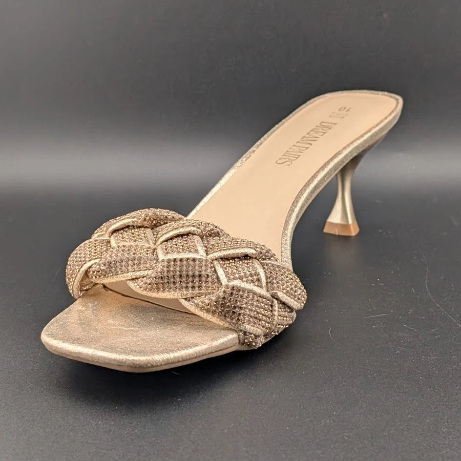 Women Size 10 Low Kitten Heel Sandals Square Toe Comfort Party Dress Shoes SoleComfort.shoes