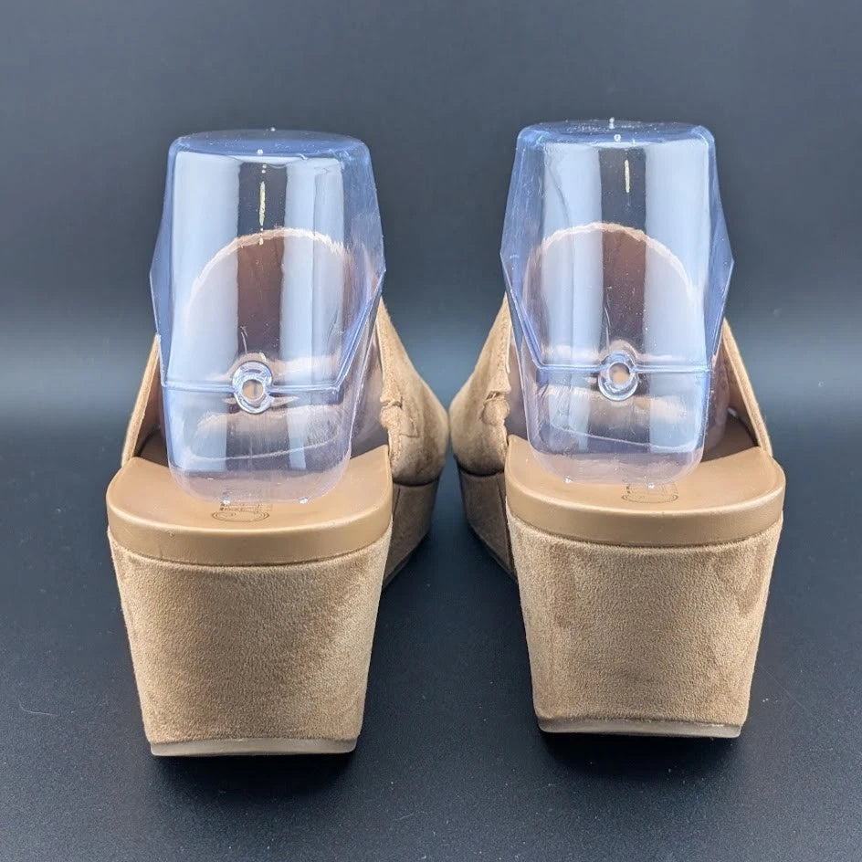 Carlos Santana Delphina Khaki Faux Suede Mules Size 8.5 Excellent Pre-own SoleComfort.shoes