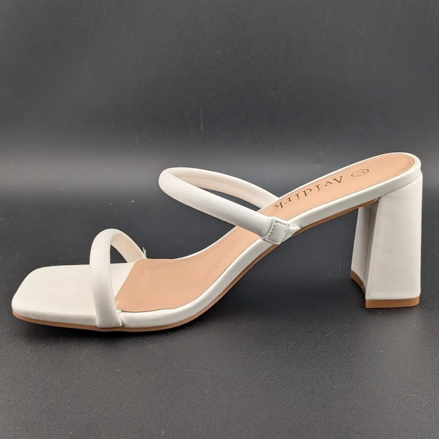 New Adidirk Women's Sz 7 3-in Chunky Heel Strappy Slide Sandals w/ Square Toe SoleComfort.shoes