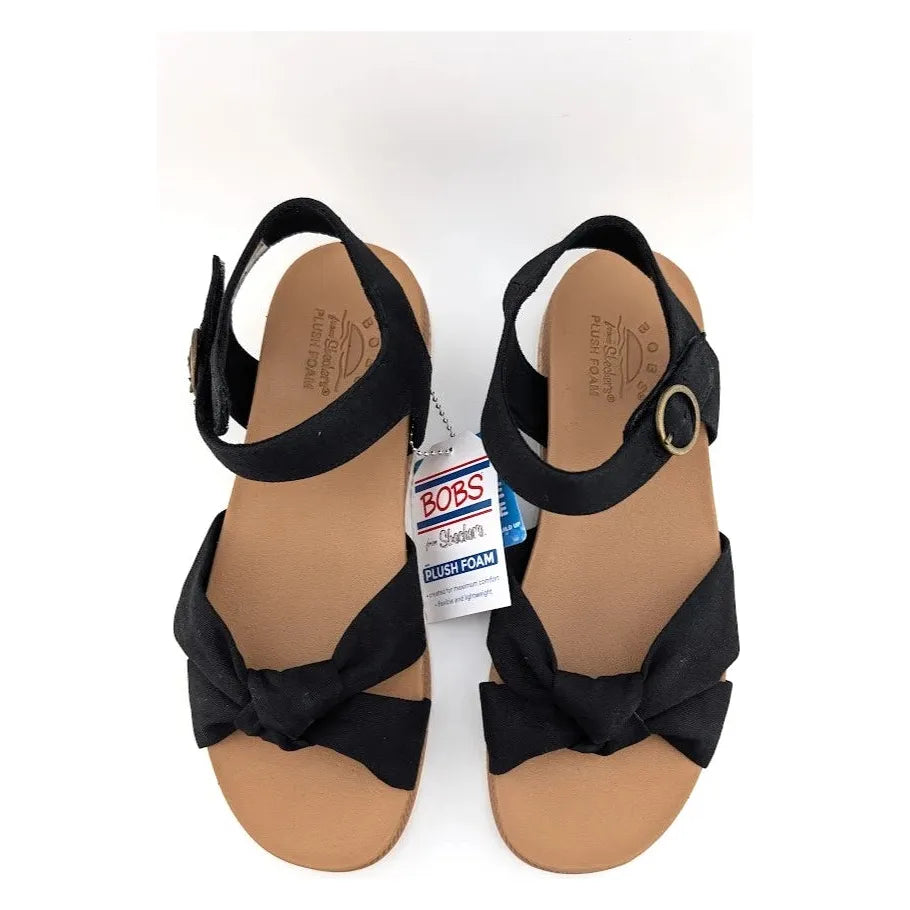 BOBS from Skechers Sandals Women's Size 7.5 Desert Kiss Low-Peak Sun 114706/BLK SoleComfort.shoes
