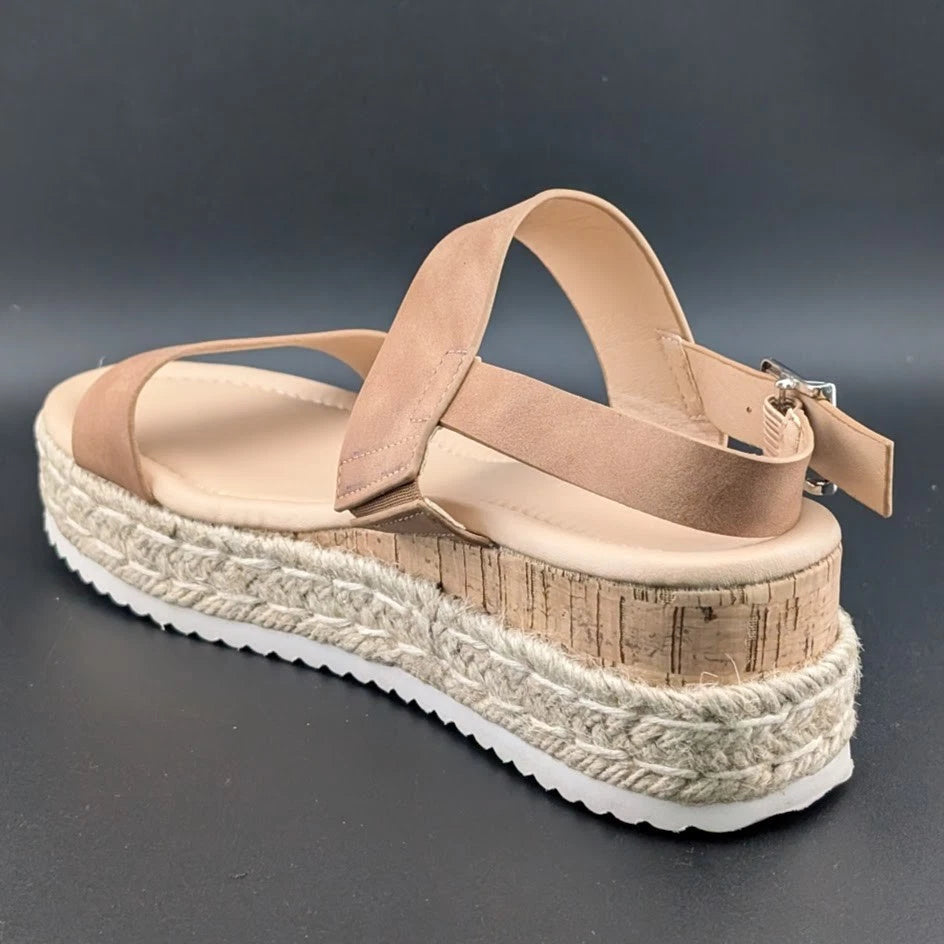 Women's Size 8 Platform Espadrille Buckle Open Toe Wedge Sandal w/ Ankle Strap SoleComfort.shoes