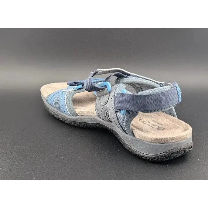 Earth Origins Sindy 3 Sandals Womens Size 7 Blue Hook & Loop Closure Comfort Bed - SoleComfort.shoes