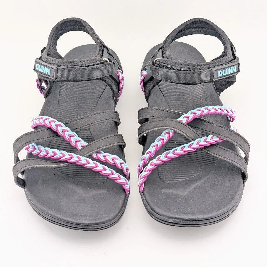 DUINN Size 38 (US 7-7.5) Wos Hiking Sport Walk Sandal Adjustable Straps Black SoleComfort.shoes