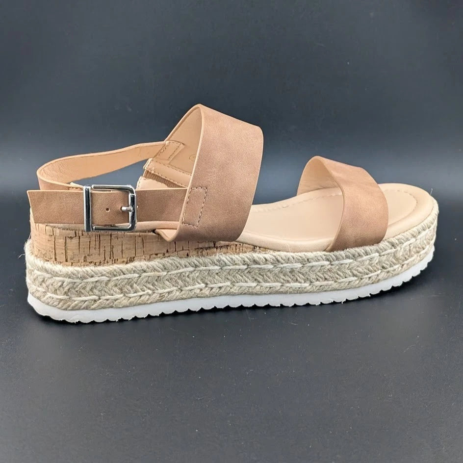 Women's Size 8 Platform Espadrille Buckle Open Toe Wedge Sandal w/ Ankle Strap SoleComfort.shoes