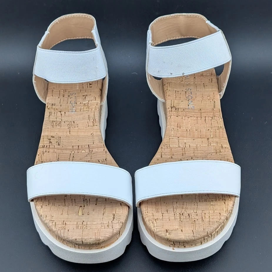 NIB Sun + Stone Women’s Red/White Cork Slip On Strappy Platform Sandal Open Toe Sun & Stone