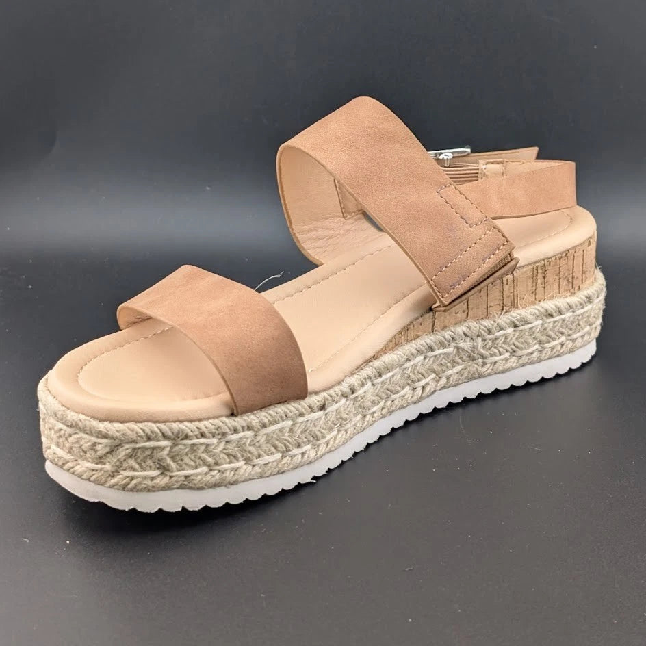 Women's Size 8 Platform Espadrille Buckle Open Toe Wedge Sandal w/ Ankle Strap SoleComfort.shoes