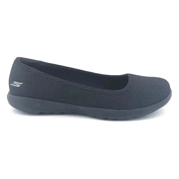 Women's Skechers Size 10 Go Walk Lite-Gem Black Woven Knit Ballet Flats Shoes - SoleComfort.shoes