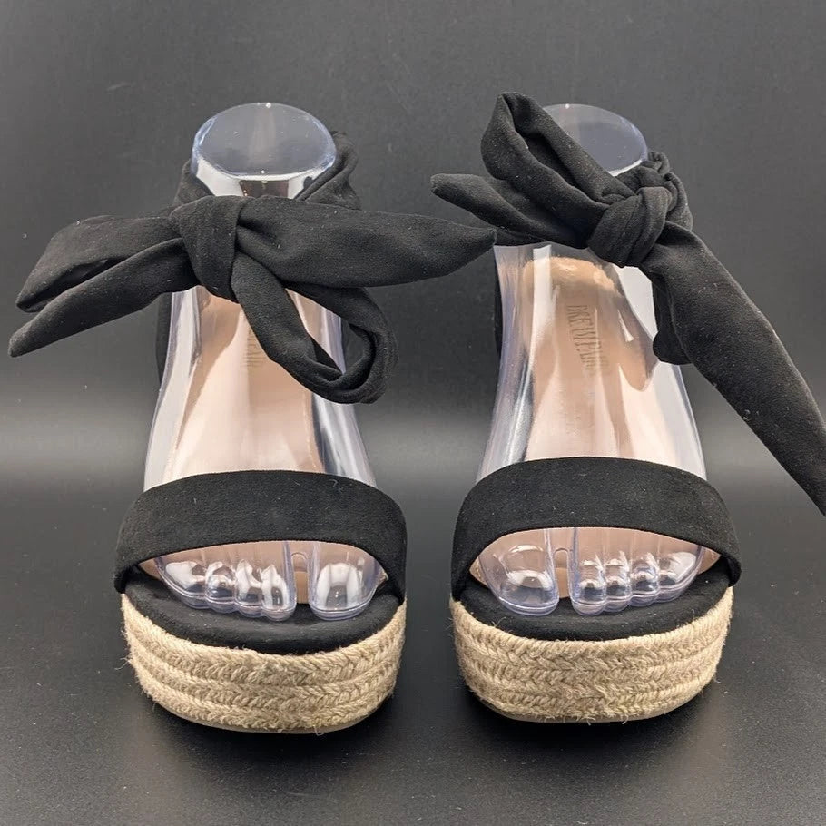 DREAM PAIRS Womens Sz 8.5 Open Toe Espadrille Wedge Tie Lace Up Ankle Platforms. SoleComfort.shoes