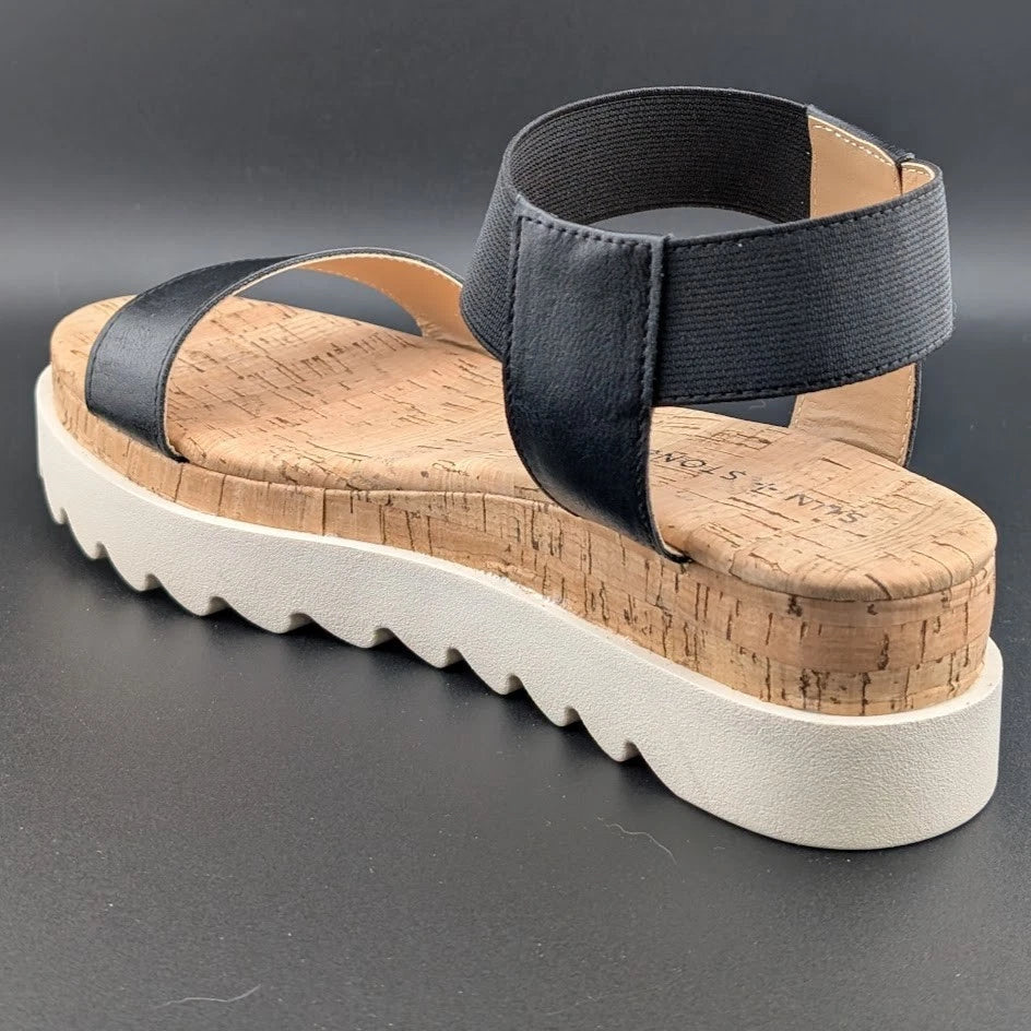 Womens Size 8 Sun Stone Melanyy Espadrille Ankle Strap Platform Sandal Black SoleComfort.shoes